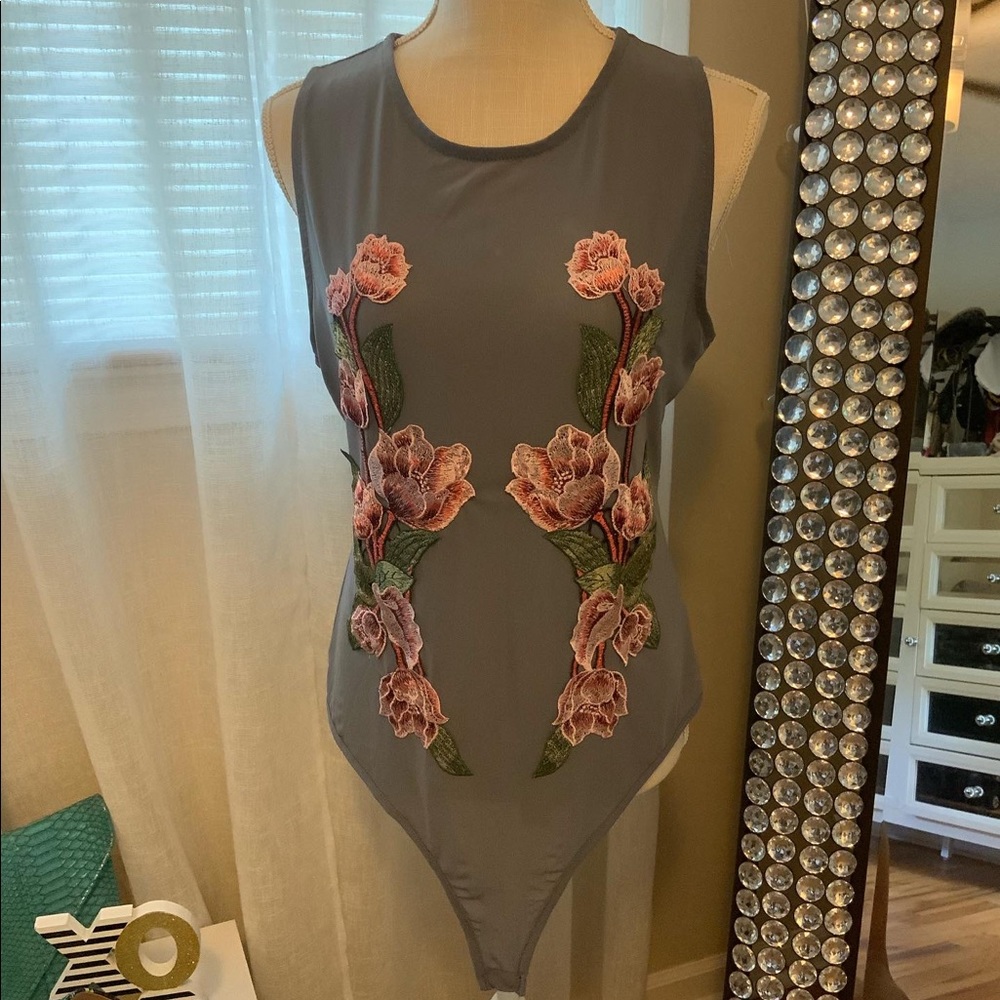 Grey sheer bodysuit